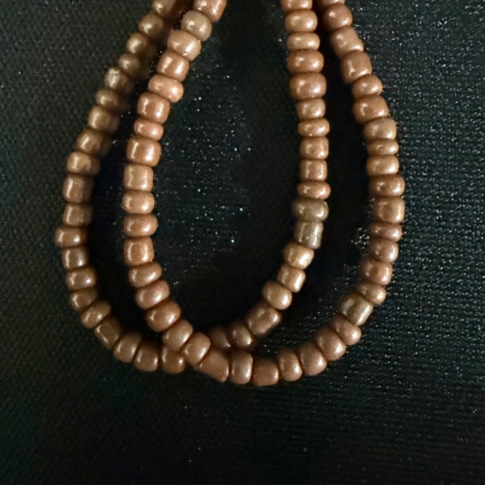 Handmade Beaded Necklace and Teardrop Earrings Set Brown Gold Tone - Picture 10 of 14